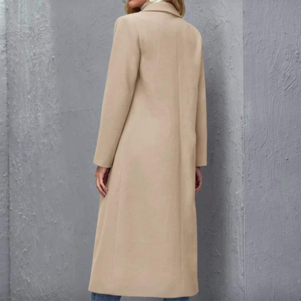 XS 🔅 winter peacoat trench long jacket camel tan brown long line - Picture 7 of 12